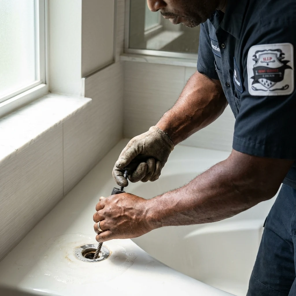 Drain cleaning work in a Wesley Chapel bathroom