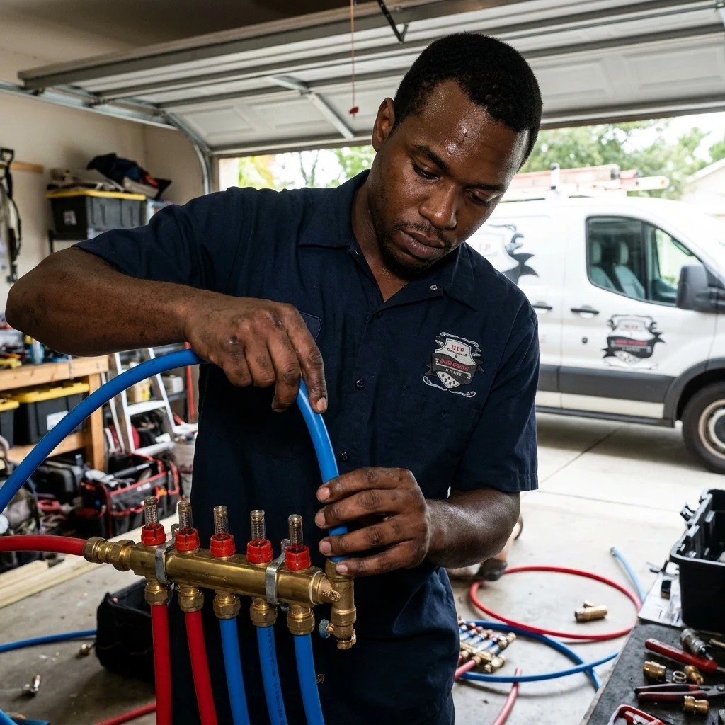 Running new PEX supply lines during a repipe in Meadow Pointe